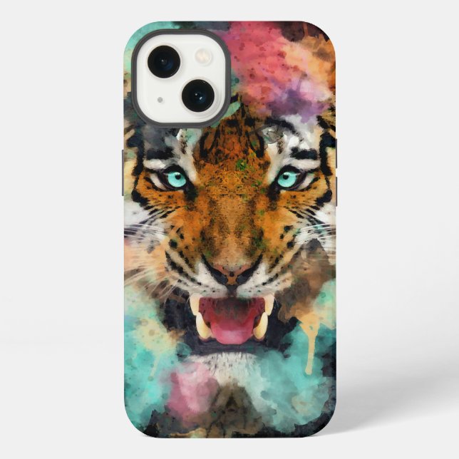 Colourful Tiger Head  iPhone Case (Back)