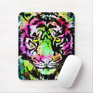 Colourful Tiger Head Portrait - Tiger Mousepad