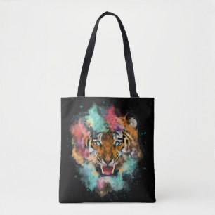 Colourful Tiger Head Tote Bag