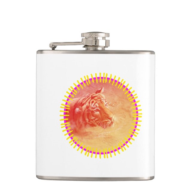 Colourful Tiger Hip Flask (Front)