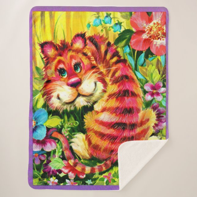 colourful tiger sherpa blanket (Front)