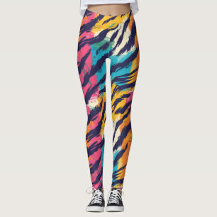 Colourful Tiger Stripes Leggings