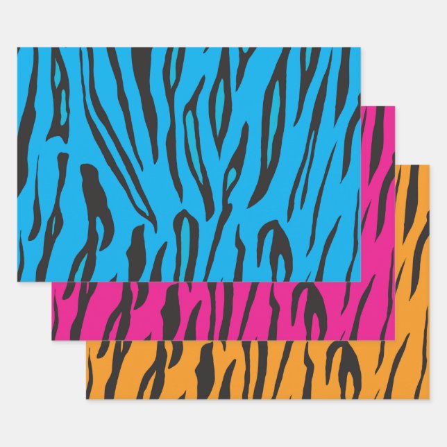 Colourful Tiger Stripes Wrapping Paper Sheet (Set)