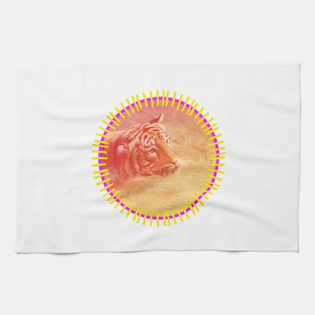 Colourful Tiger Tea Towel (Horizontal)