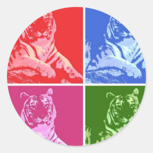 Colourful Tigers Classic Round Sticker