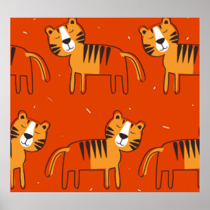 Colourful Tigers Hand Drawn Decor