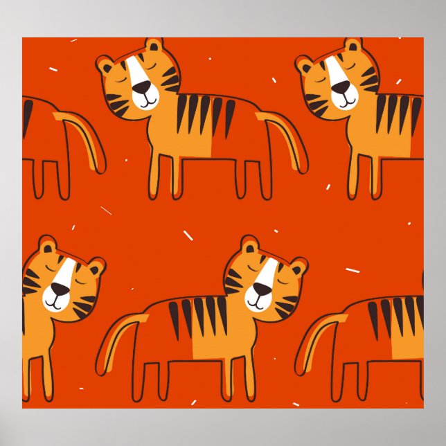 Colourful Tigers Hand Drawn Decor (Front)