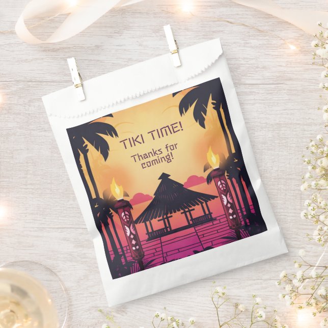 Colourful Tiki Hawaiian Birthday Party Favour Bag (Clipped)