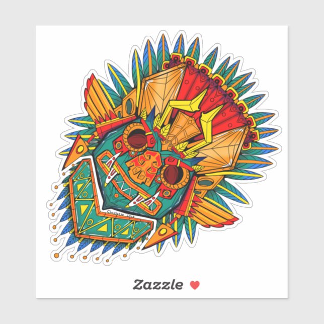 Colourful Tiki mask sticker  (Sheet)