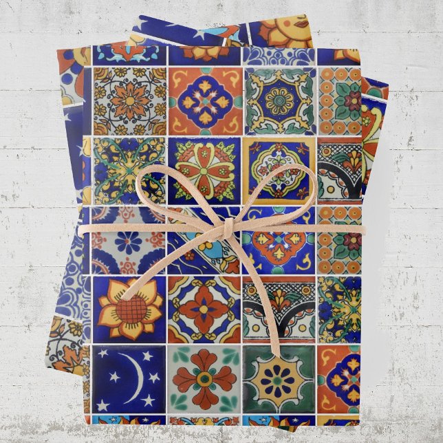 Colourful Tile Mexican Talavera Print On Demand Wrapping Paper Sheet (Creator Uploaded)