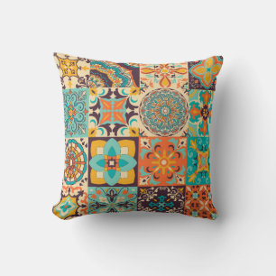 Colourful tiles Azulejos. Traditional Portuguese o Cushion