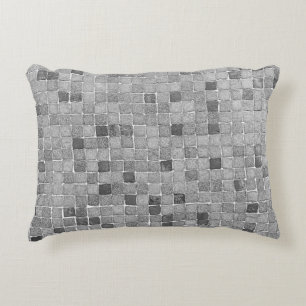 Colourful tiles in Lisbon in urban wallabstract, a Decorative Cushion