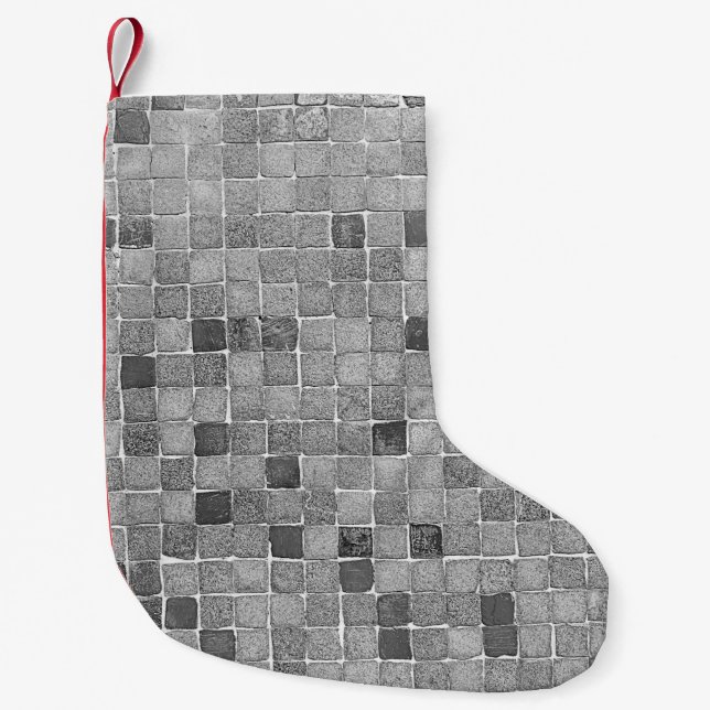 Colourful tiles in Lisbon in urban wallabstract, a Small Christmas Stocking (Front)