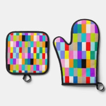 COLOURFUL TILES OVEN MITTS