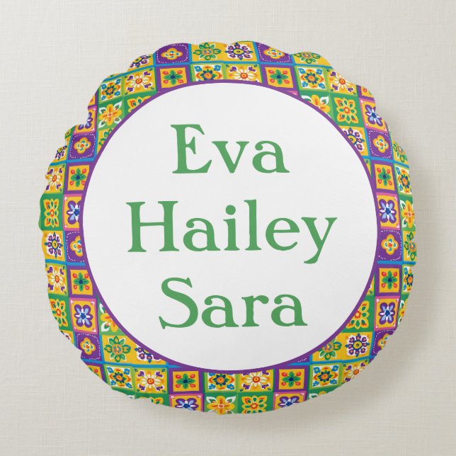 Colourful Tiles Round Cushion (Front)