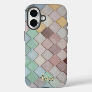 Colourful Tiles Theme Personalised iPhone 16 Case