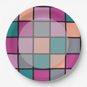 Colourful Tiles with Lighter Main Area Paper Plate