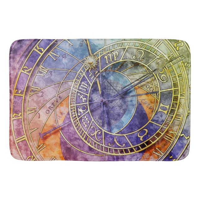 Colourful Time Astrology Abstract Bath Mat (Front)