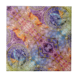 Colourful Time Astrology Abstract Ceramic Tile