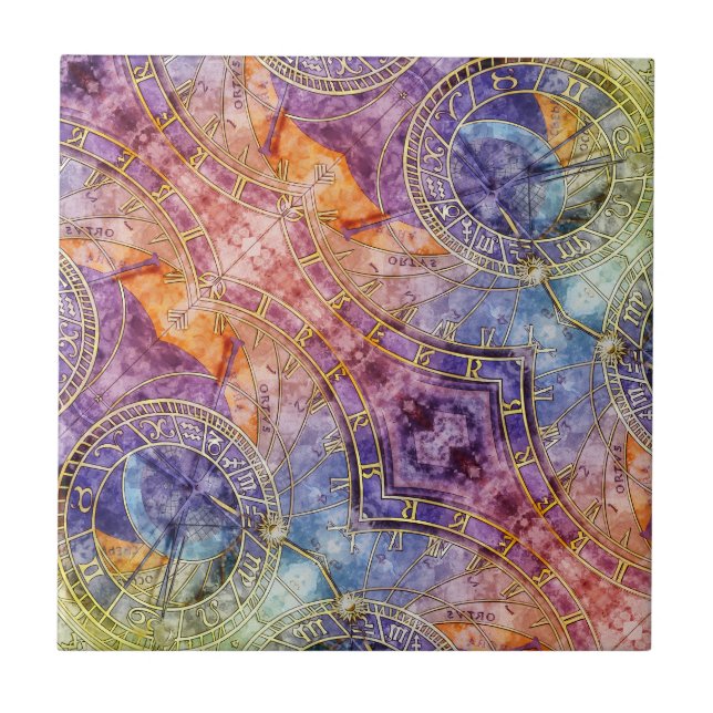 Colourful Time Astrology Abstract Ceramic Tile (Front)