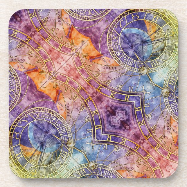 Colourful Time Astrology Abstract Coaster (Front)