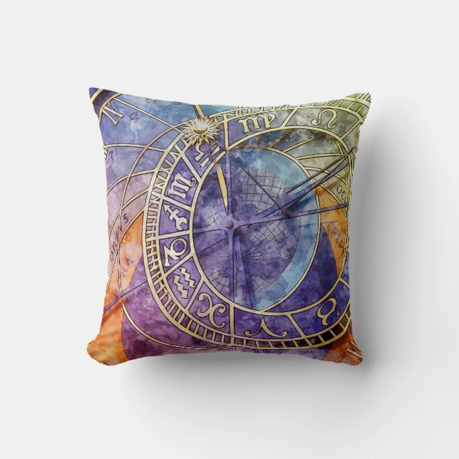 Colourful Time Astrology Abstract Cushion (Front)