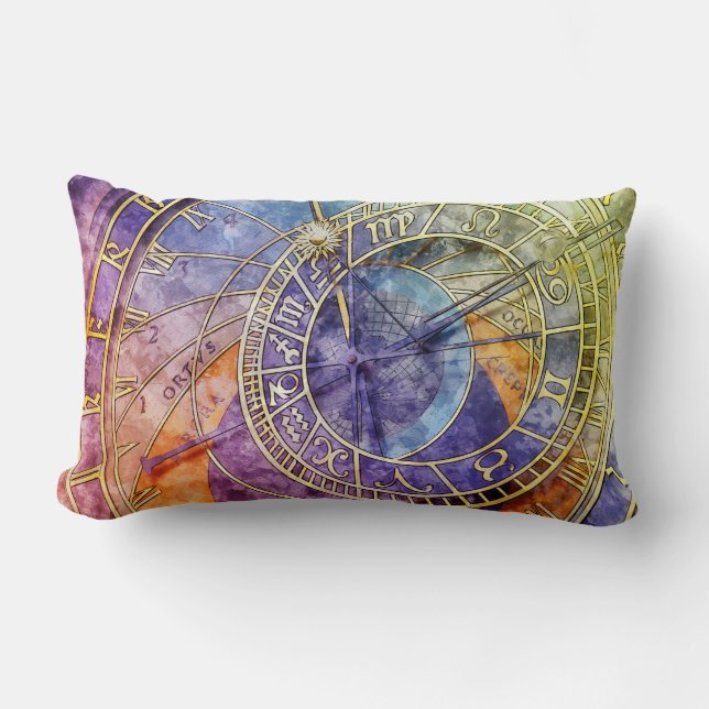 Colourful Time Astrology Abstract Lumbar Cushion (Front)