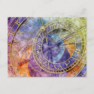 Colourful Time Astrology Abstract Postcard