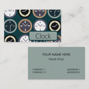 Colourful Time Clock Pattern Repair Watchmaker Business Card