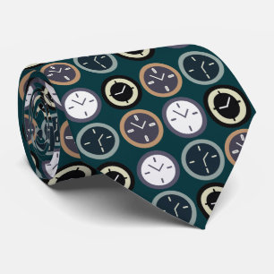 Colourful Time Clock Pattern Watchmaker Horologist Tie