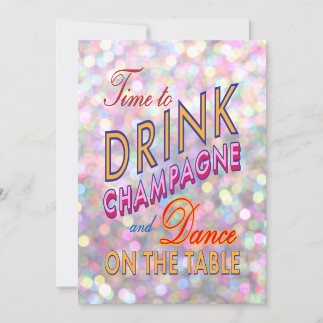 Colourful Time to Drink Champagne Corporate Invite (Front)