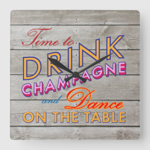 Colourful Time to Drink Champagne Wall Clock