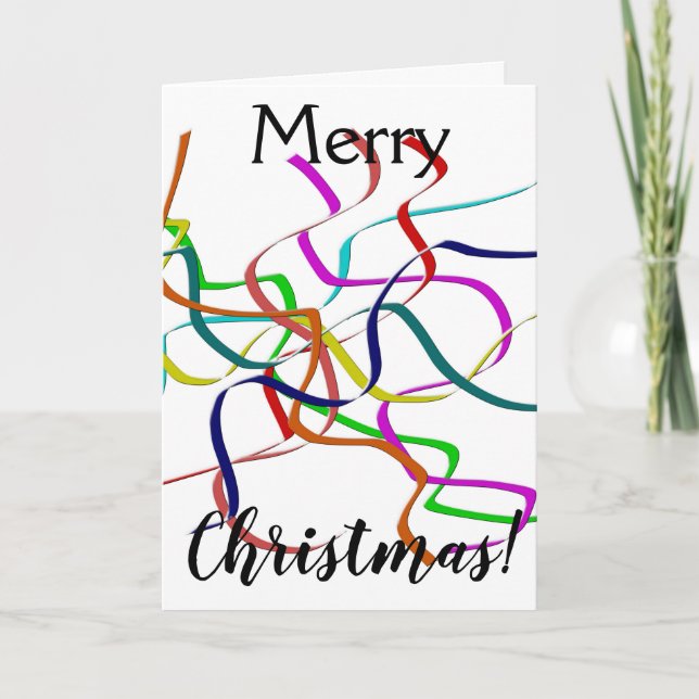 Colourful Tinsel 2 Christmas Holiday Card (Front)
