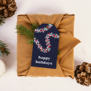 Colourful Tinsel Garland Happy Holidays Gift Tag