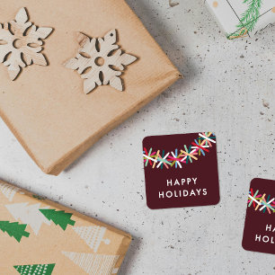 Colourful Tinsel Garland Happy Holidays Sticker