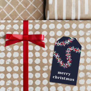 Colourful Tinsel Garland Merry Christmas Gift Tag