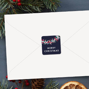 Colourful Tinsel Garland Merry Christmas Sticker