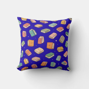 Colourful Tiny Repeating Books Pattern Cushion