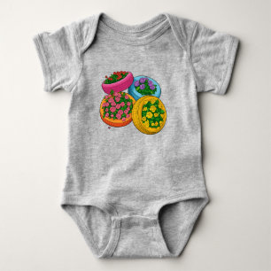 Colourful Tire Planters – Bright Floral Garden Baby Bodysuit