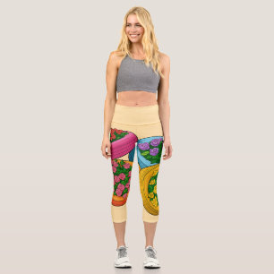 Colourful Tire Planters – Bright Floral Garden Capri Leggings