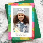 Colourful Tissue Paper Vertical Christmas Photo Holiday Card<br><div class="desc">This fun, bright Christmas holiday card features a vertical orientated photo template and a colourful tissue paper design. The tissue paper is overlapped and has an almost decoupage look. The back of the card contains a matching tissue paper design of overlapping Christmas trees. This playful card evokes a sense of...</div>