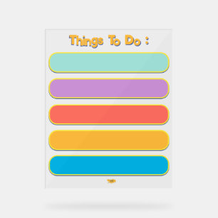 Colourful To do List Day Planner Acrylic Sign