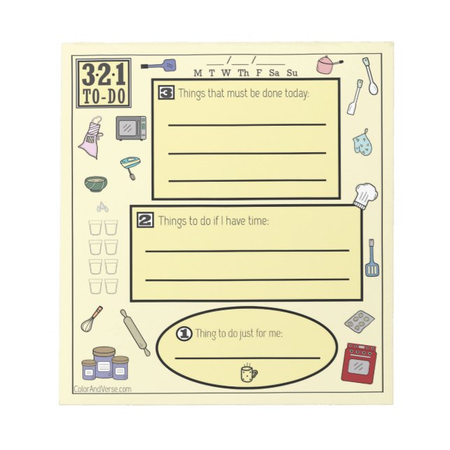 Colourful To Do List for Bakers & Cooks Notepad (Front)