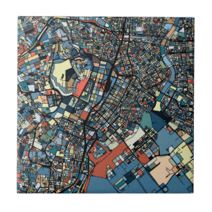 Colourful Tokyo Map Ceramic Tile