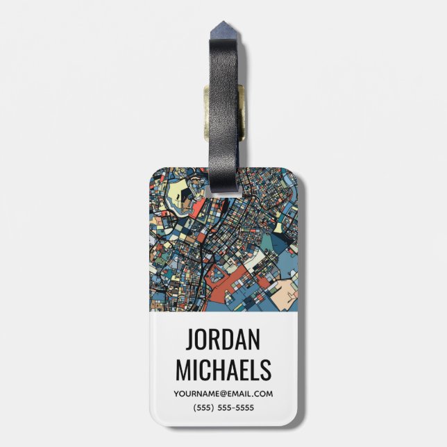 Colourful Tokyo Map Luggage Tag (Back Vertical)