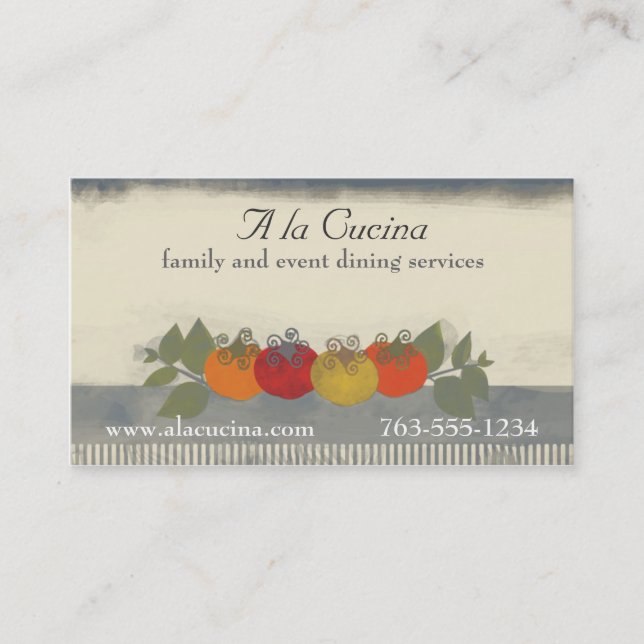 Colourful tomatoes basil chef catering biz cards (Front)