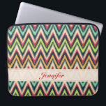 Colourful Tones Retro Chevron Pattern Monogram Laptop Sleeve<br><div class="desc">Colourful retro chevron seamless pattern with customisable and optional monogram.  Available on other products.</div>