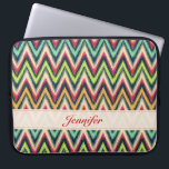 Colourful Tones Retro Chevron Pattern Monogram Laptop Sleeve<br><div class="desc">Colourful retro chevron seamless pattern with customisable and optional monogram.  Available on other products.</div>