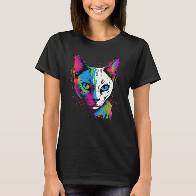 Colourful Tonkinese cat T-Shirt (Front)