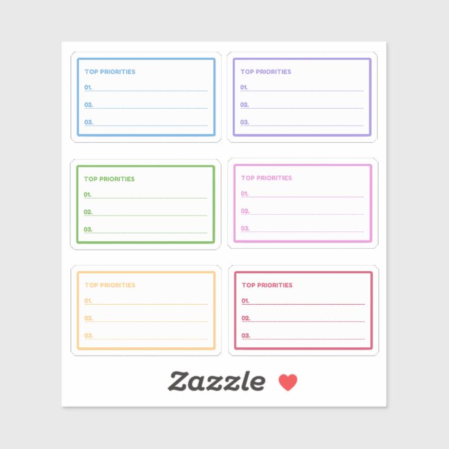 Colourful Top Priorities Daily Planner (Sheet)